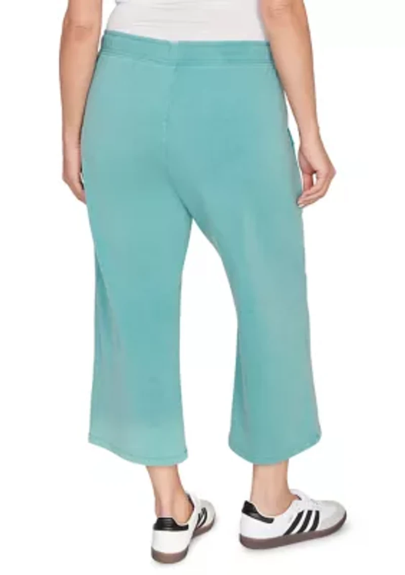 Women's Snow Washed French Terry Pull On Capri Pants
