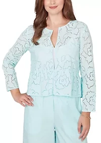 Women's Floral Eyelet Peplum Jacket