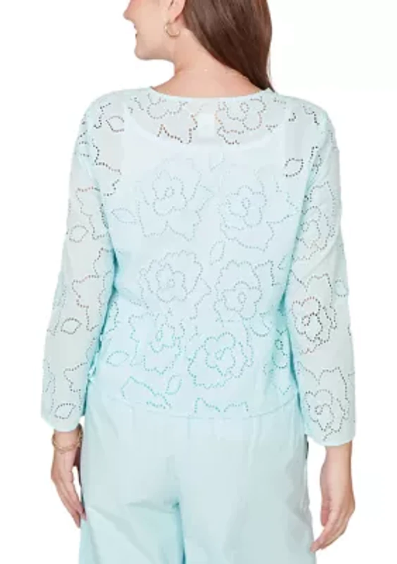 Women's Floral Eyelet Peplum Jacket