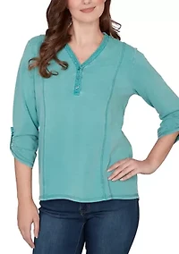 Women's Lace Appliqué French Terry Top