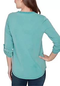 Women's Lace Appliqué French Terry Top