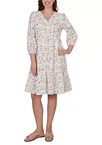 Women's Embroidered Floral Peasant Dress