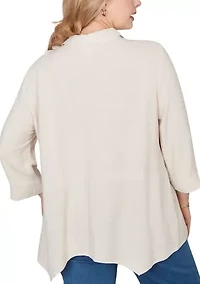 Women's Floral Print Linen Tunic Top