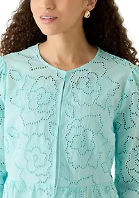 Petite Floral Eyelet Peplum Jacket