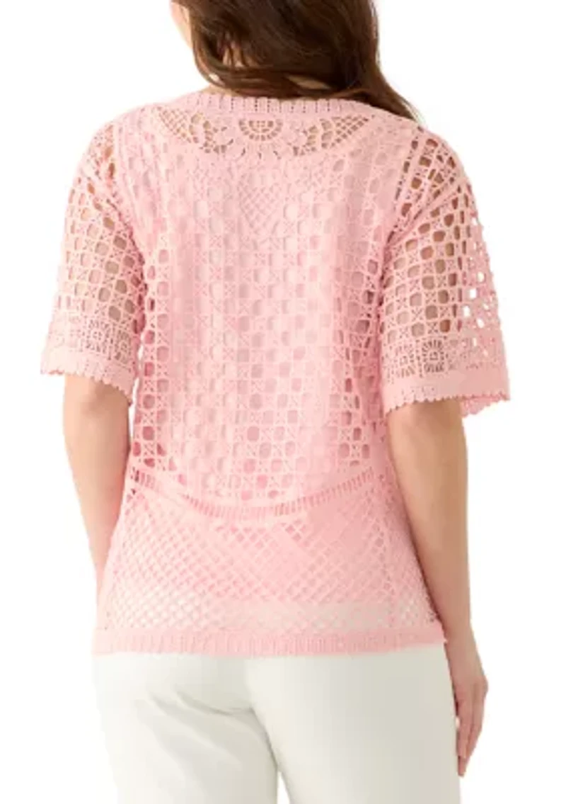 Petite Chemical Lace Pullover Sweater