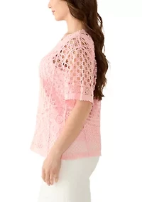 Petite Chemical Lace Pullover Sweater