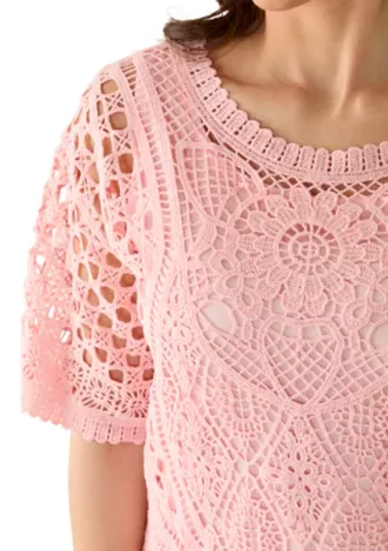 Petite Chemical Lace Pullover Sweater