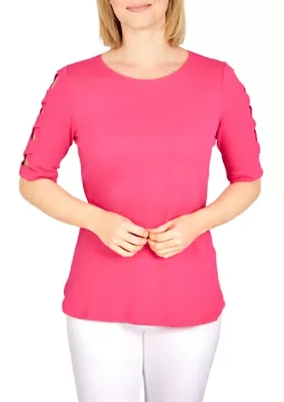Petite Must Haves II Solid Ladder Sleeve Top