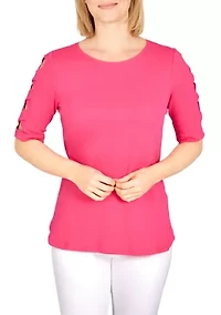 Petite Must Haves II Solid Ladder Sleeve Top
