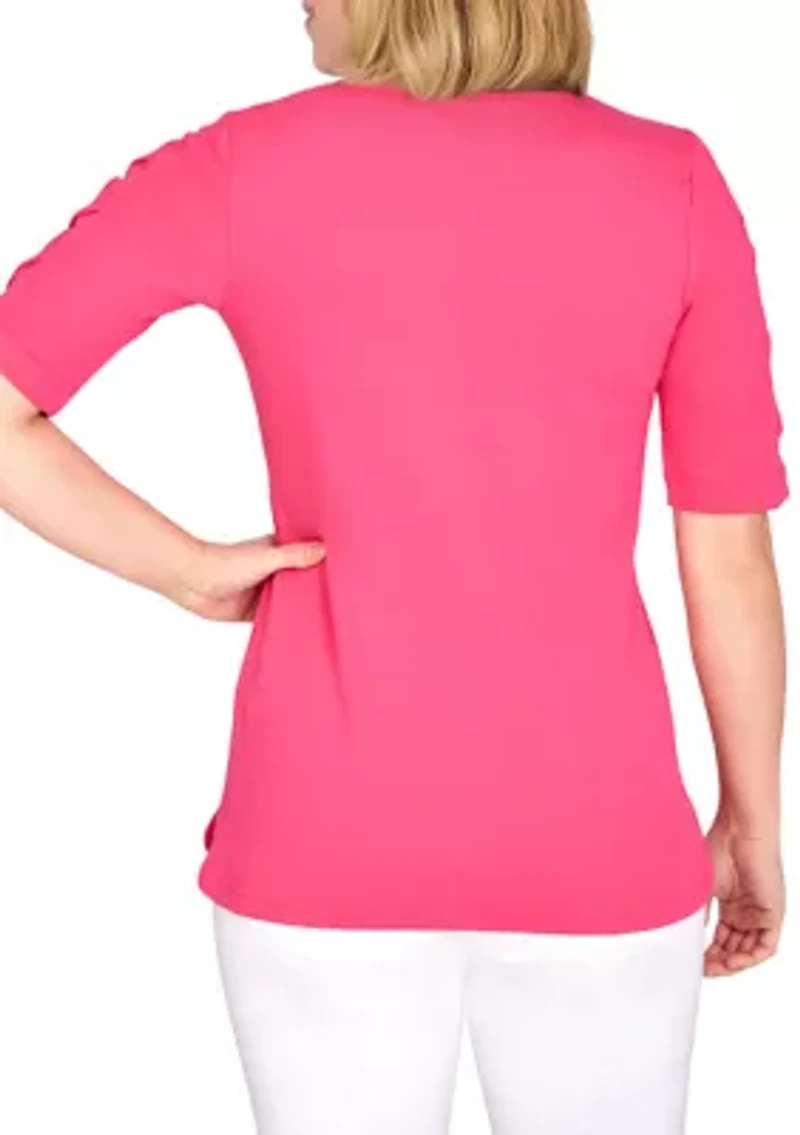 Petite Must Haves II Solid Ladder Sleeve Top