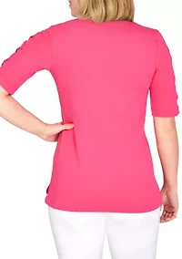 Petite Must Haves II Solid Ladder Sleeve Top