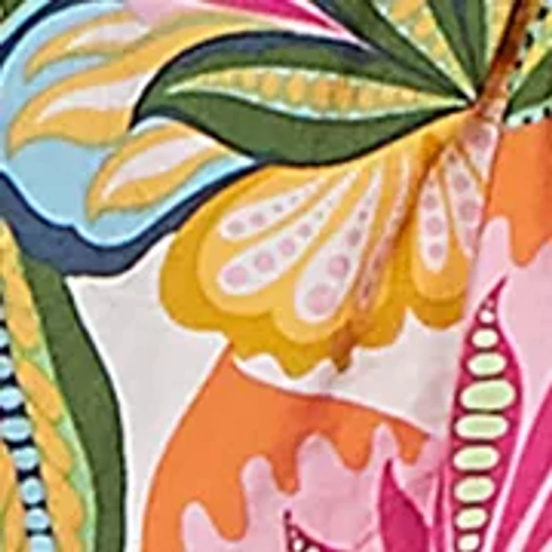 Women's Tropical Floral Trim Detail Top