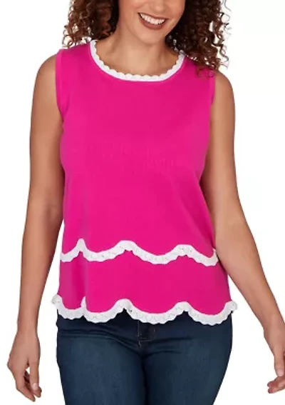 Women's Scalloped Trim Knit Sweater Tank