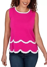 Women's Scalloped Trim Knit Sweater Tank
