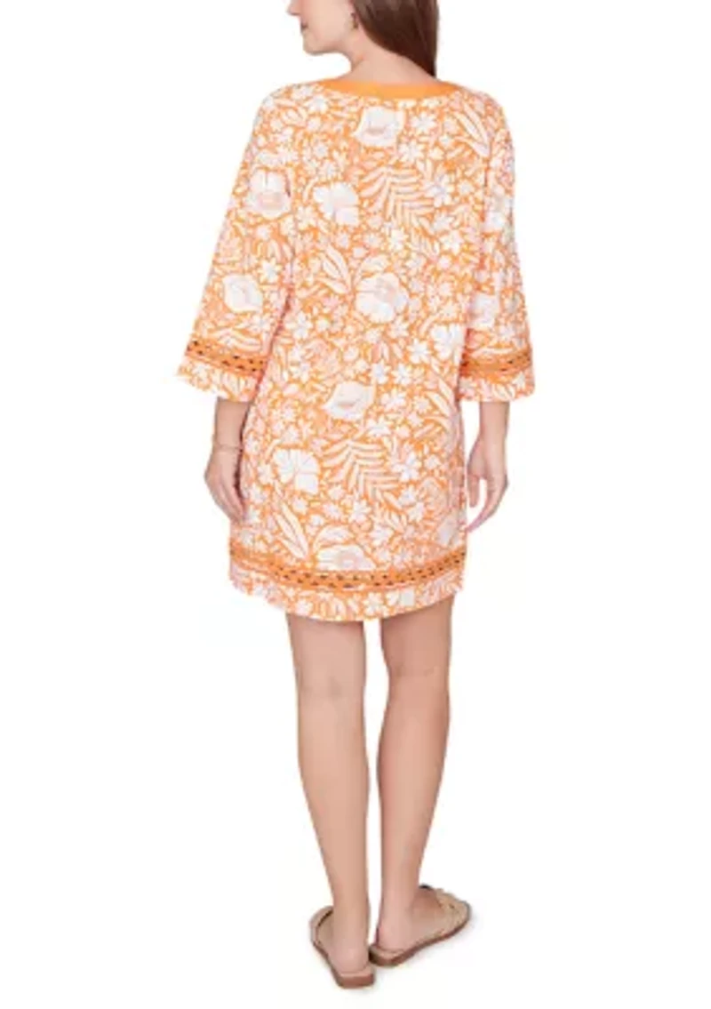 Women's Tropical Print Knit Shift Dress