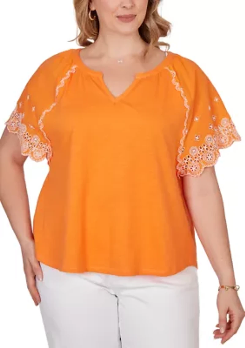 Women's Embroidered Sleeve Slub Knit Shirt