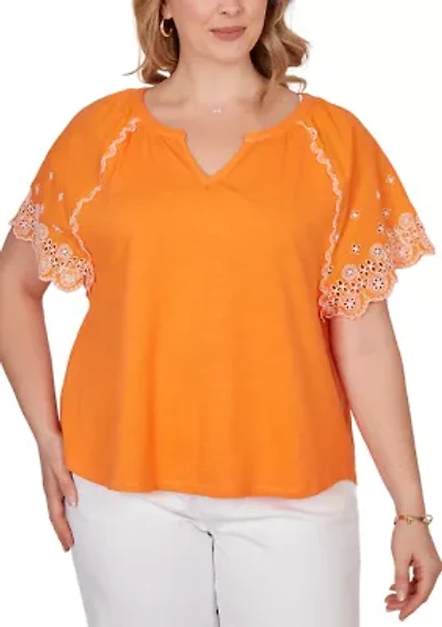 Women's Embroidered Sleeve Slub Knit Shirt