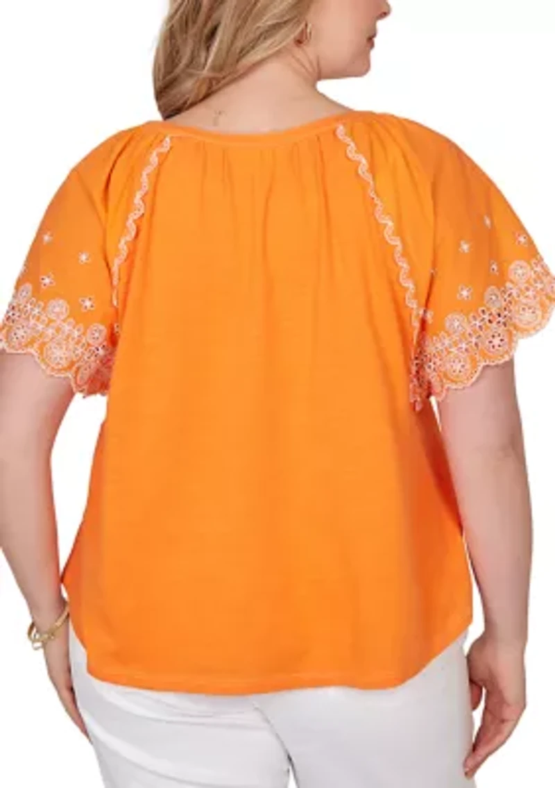 Women's Embroidered Sleeve Slub Knit Shirt