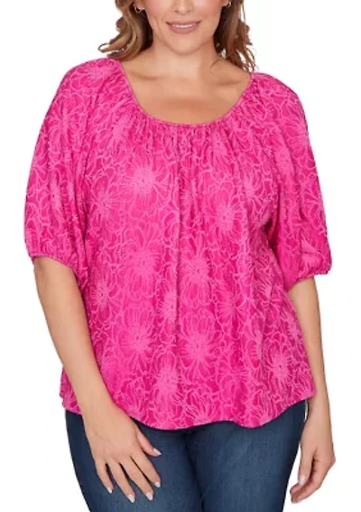 Plus Textured Convertible Knit Top