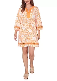 Petite Tropical Print Knit Shift Dress