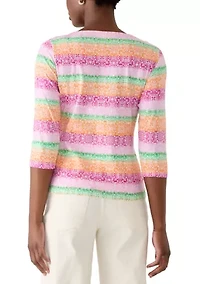 Petite Floral Damask Print Knit Top