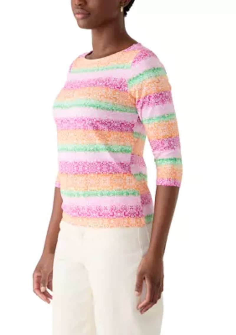 Petite Floral Damask Print Knit Top
