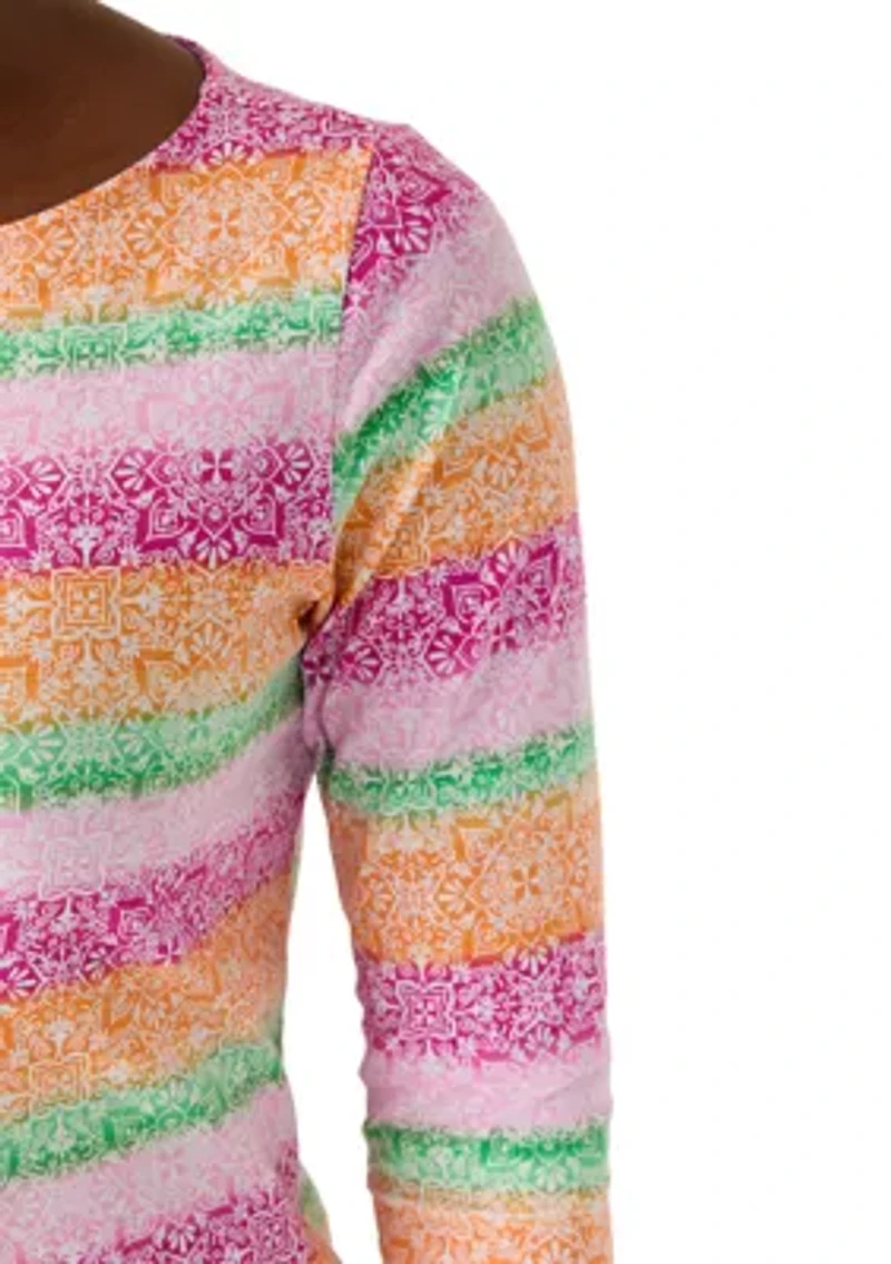 Petite Floral Damask Print Knit Top