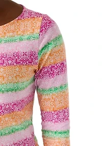 Petite Floral Damask Print Knit Top