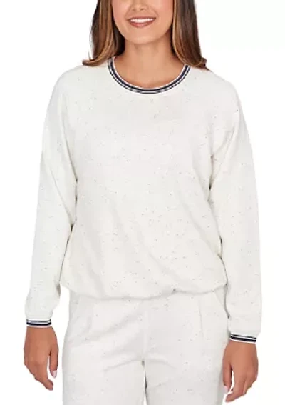 Women's Bubble Hem Fleck Knit Pullover Top