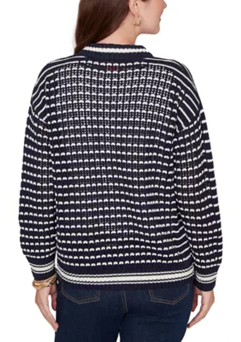 Women's Mesh Stitch Zip Sweater Jacket