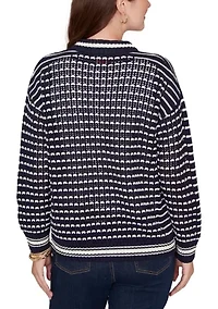 Women's  Mesh Stitch Zip Sweater Jacket