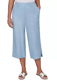Women's Snow Washed Gauze Pull On Capri Pants