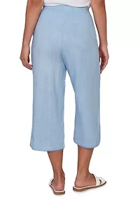 Women's Snow Washed Gauze Pull On Capri Pants