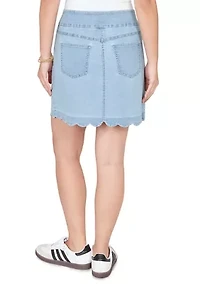 Women's Scalloped Hem Stretch Denim Skort