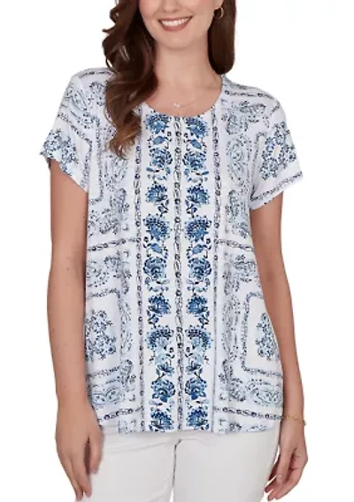 Women's Bandana Print Knit Shirt