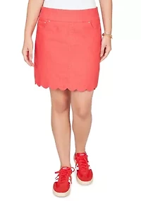 Petite Scalloped Edge Denim Skort