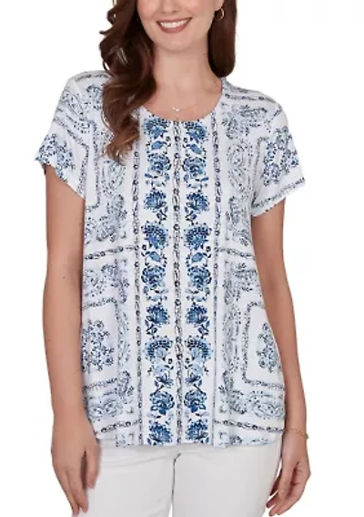 Petite Bandana Print Knit Shirt