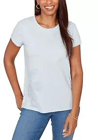 Petite Paisley Lace Solid Knit Shirt