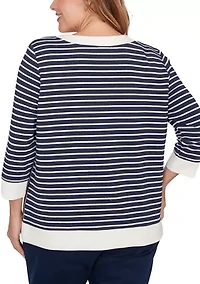 Plus Striped Popover Pocket Top