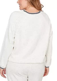 Plus Bubble Hem Fleck Knit Pullover Top