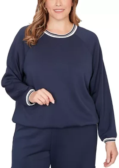 Plus  Ultra Knit Bubble Hem Pullover Top