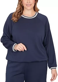 Plus  Ultra Knit Bubble Hem Pullover Top