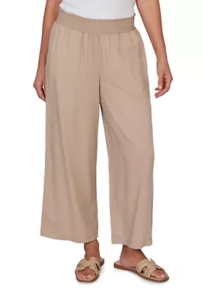 Women's Smocked Waist Cropped Pull On Pants