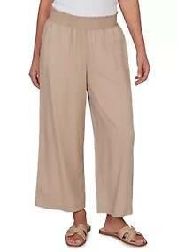 Women's Smocked Waist Cropped Pull On Pants