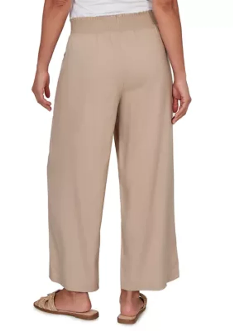 Women's Smocked Waist Cropped Pull On Pants