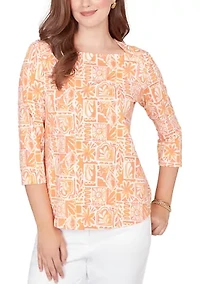 Women's Seashell Patchwork Knit Top