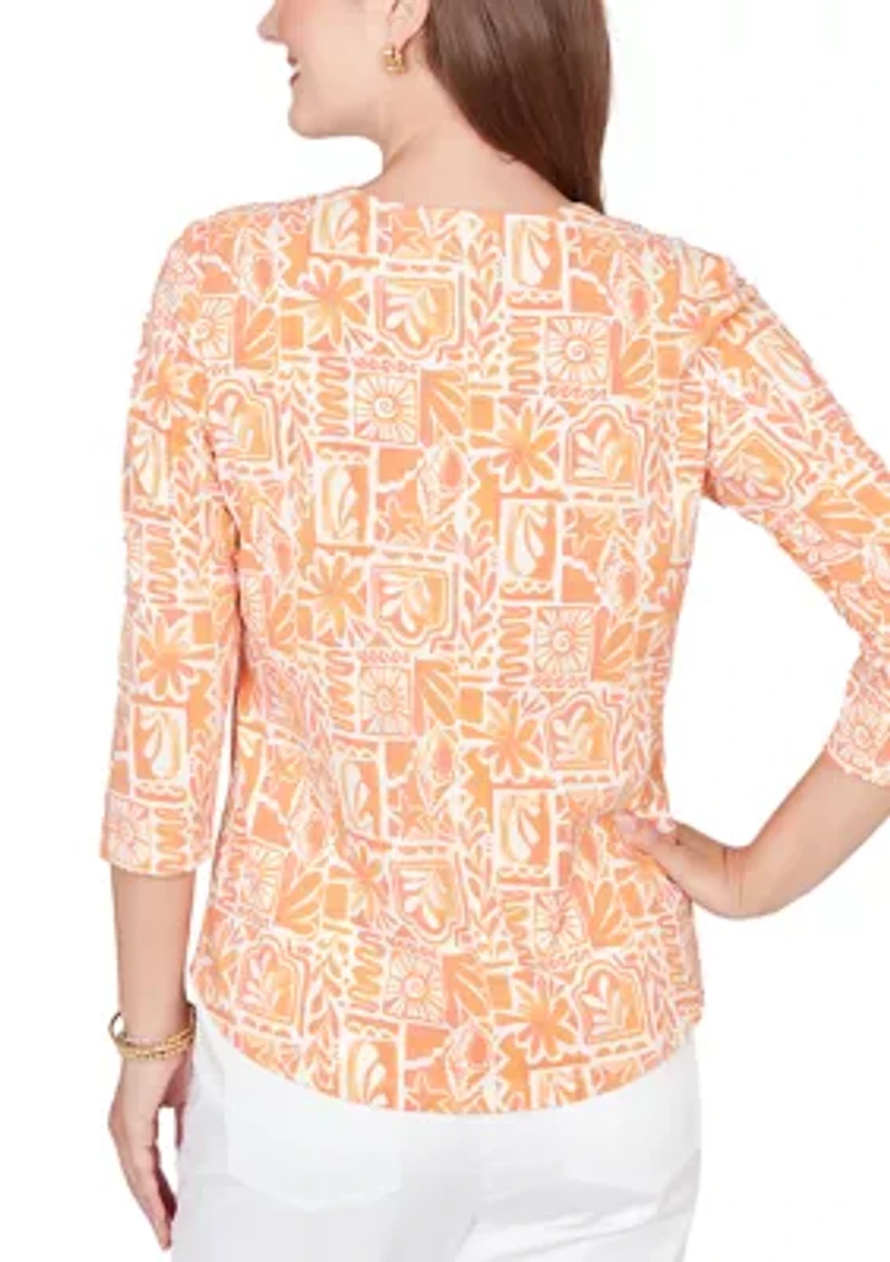 Women's Seashell Patchwork Knit Top