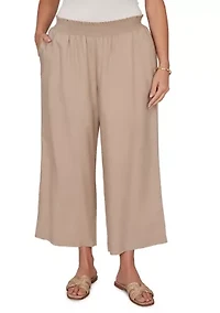 Plus Smocked Waist Cropped Pants