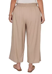 Plus Smocked Waist Cropped Pants