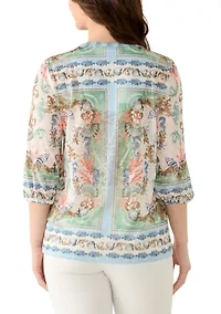 Petite Ocean Motif Burnout Knit Top